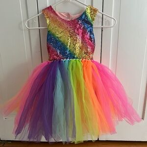 Children's colorful multi-colored tutu sequined dress.